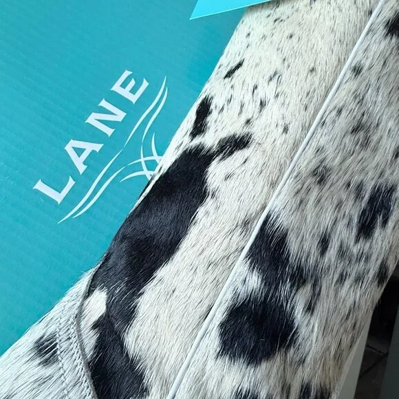 Lane Boots Womens Cowhide Cowboy Boots Tall Black Western Cow Skin Size 9.5 NEW - Picture 12 of 14